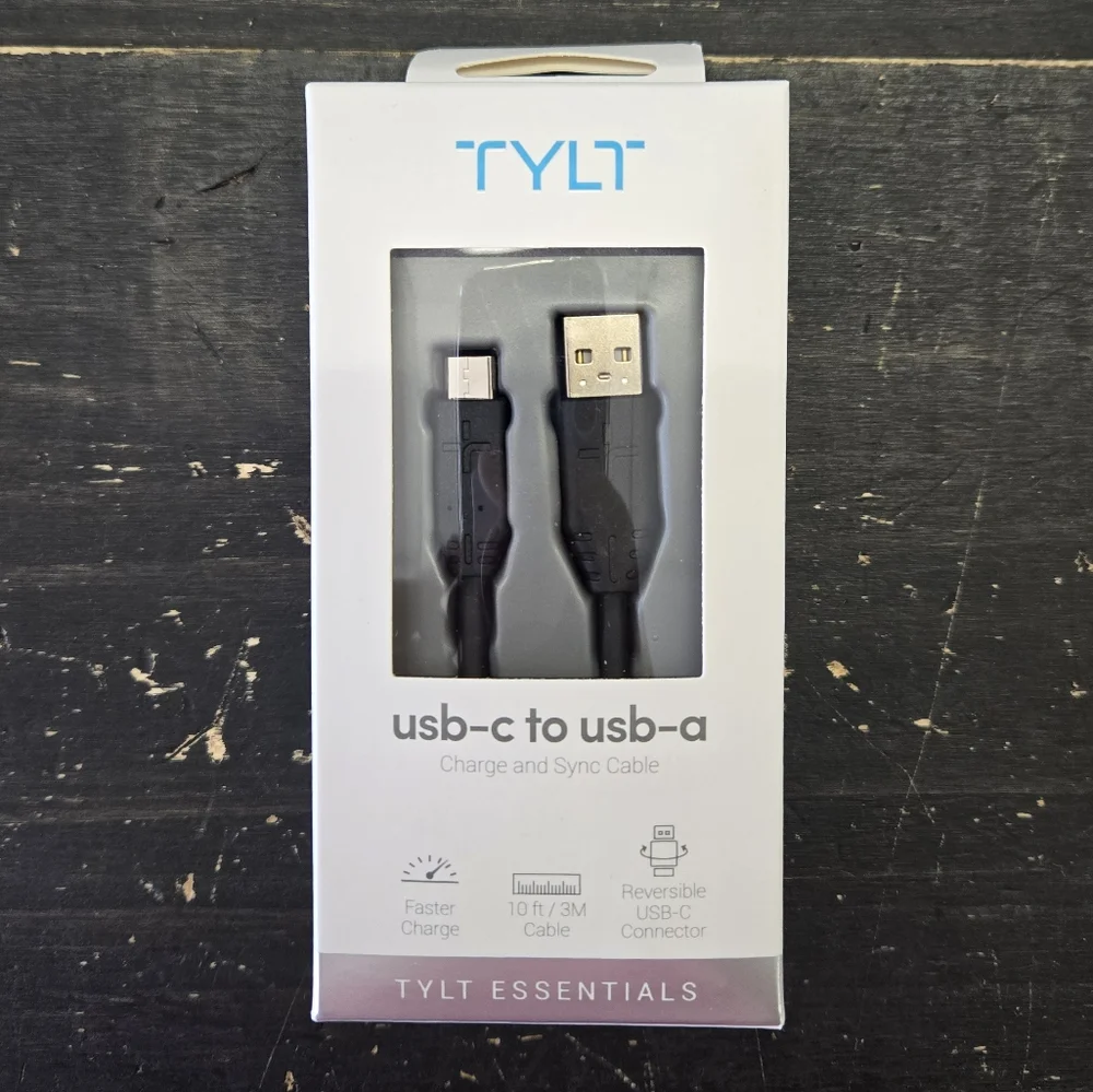 Tylt USB-C to USB-A Fast Charge Cable Black